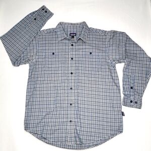 Patagonia Blue Plaid Long Sleeve Cotton Shirt Size M #385